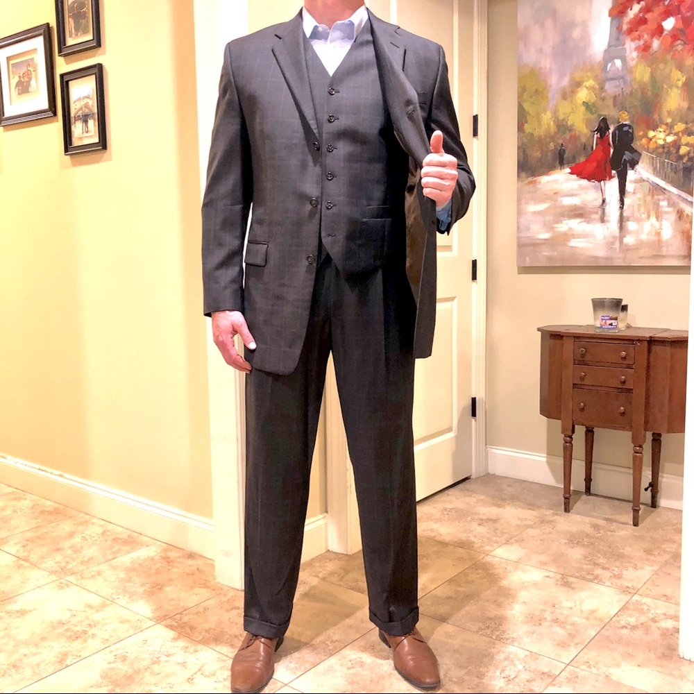 Calvin Klein 3-pc Suit Charcoal Gray